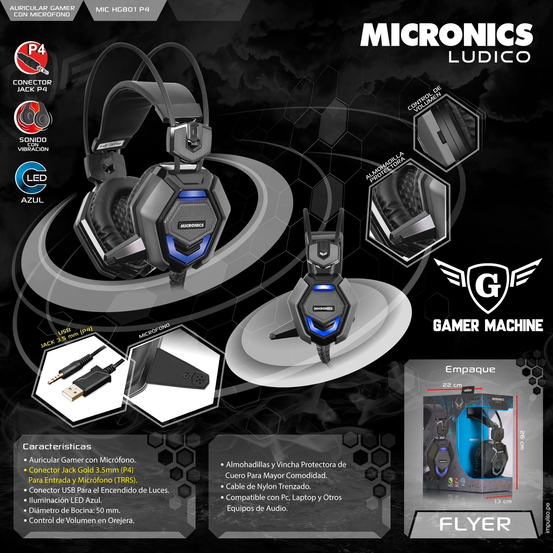 Audífono Gamer Micronics Ludico HG802 - Imagen 4
